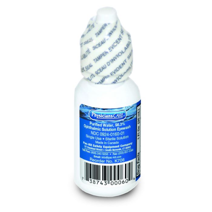 K708 First Aid Only Eyewash Bottle, Screw Cap, 1 oz.  - Sold per Each
