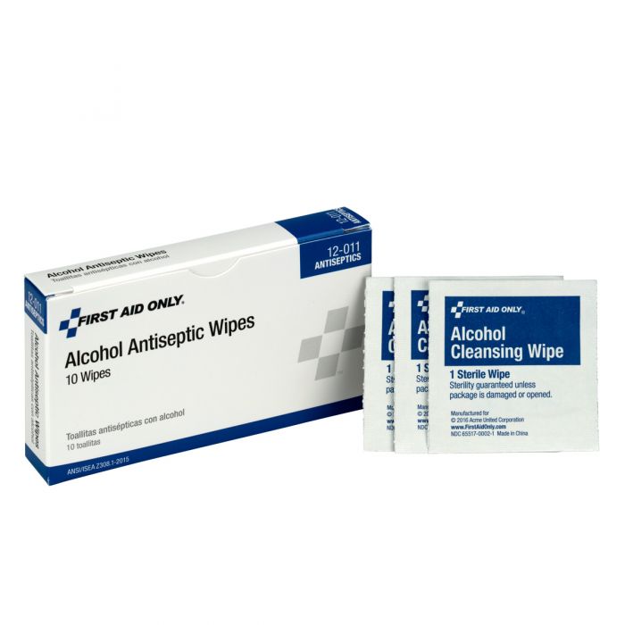 12-011-002 First Aid Only Alcohol Wipes, 10 per Box - Sold per Box