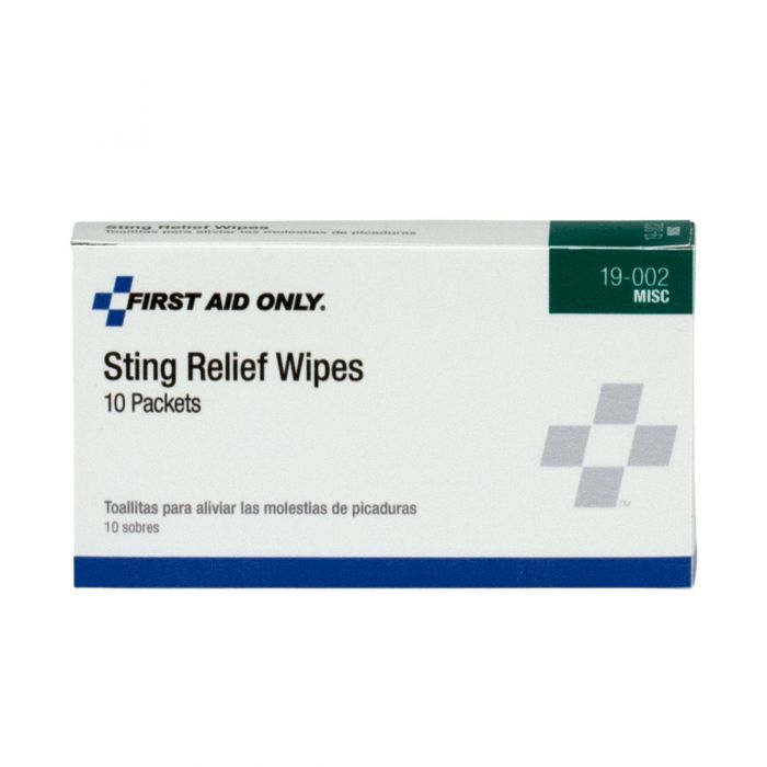 19-002-001 First Aid Only Sting Relief Wipes, 10 Per Box - Sold per Box