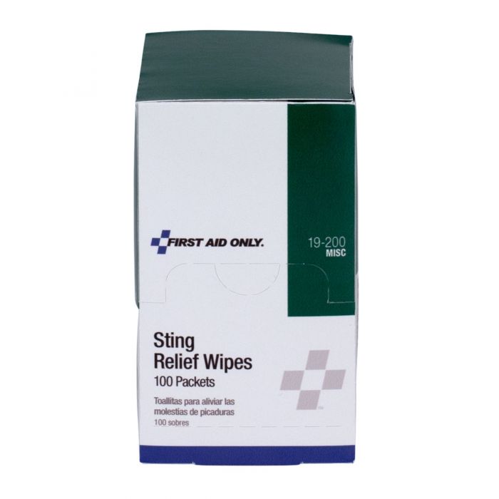 19-200-002 First Aid Only Sting Relief Wipes, 100 Per Box - Sold per Box