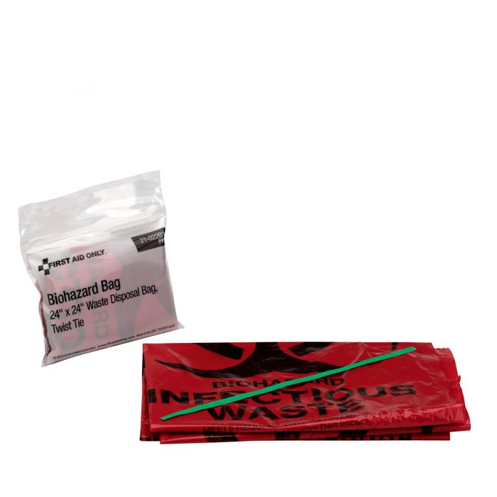 21-022B1-001 First Aid Only Biohazard Bag With Tie, 1 Per Bag - Sold per Each