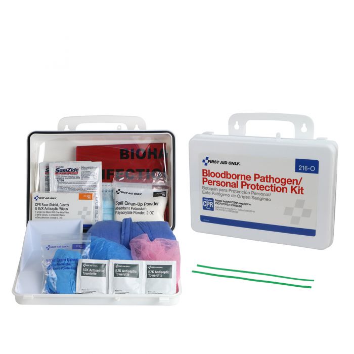 216-O First Aid Only Bloodborne Pathogen (BBP) Spill Clean Up Kit & Personal Protection With CPR Pack, Plastic Case - Sold per Each