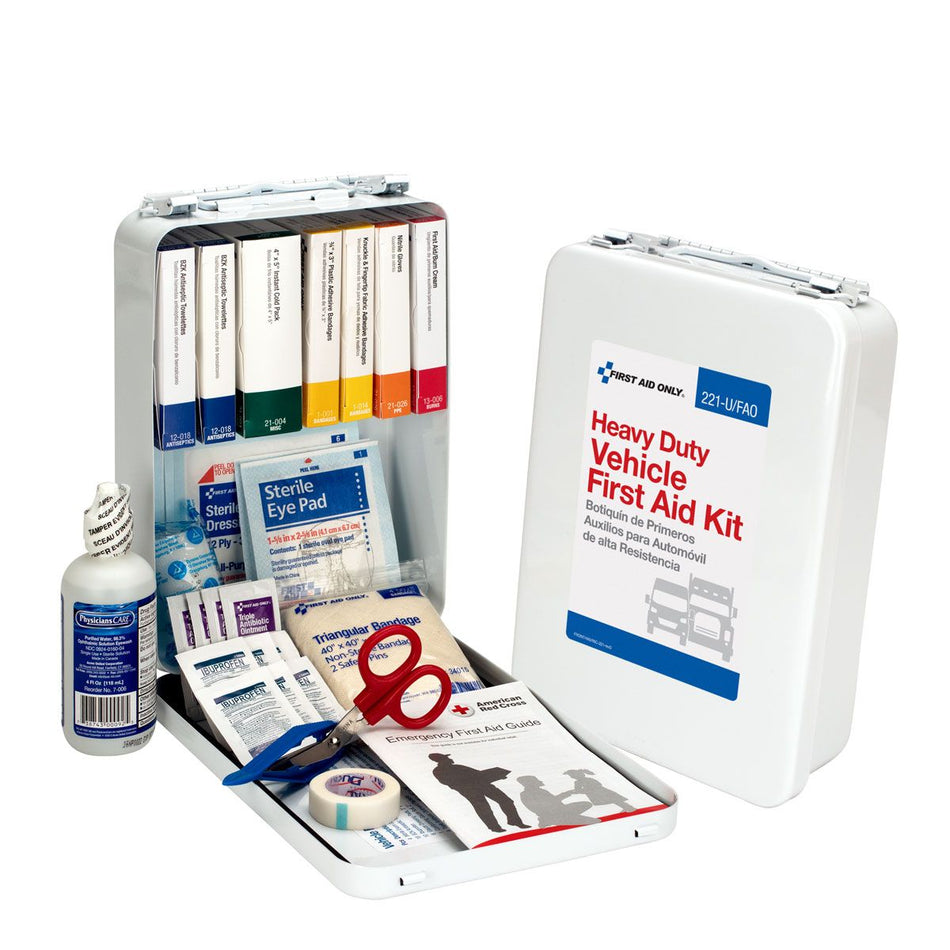 221-U/FAO First Aid Only 25 Person Vehicle First Aid Kit, Metal Case - Sold per Each