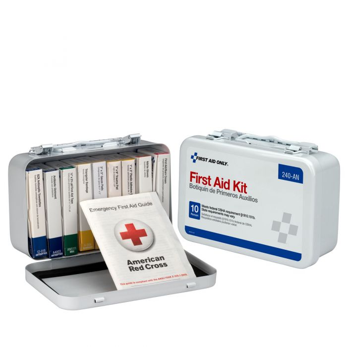 240-AN First Aid Only 10 Unit First Aid Kit, Metal Case - Sold per Each