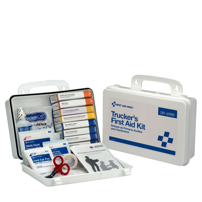 291-U/FAO First Aid Only 16 Unit Truckers First Aid Kit, Plastic Case - Sold per Each