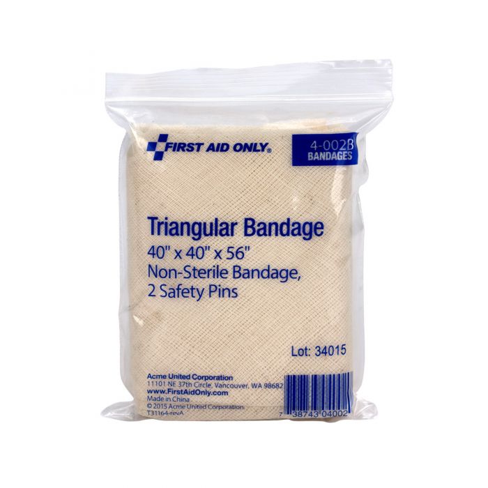 4-002B First Aid Only 40"x40"x56" Muslin Triangular Bandage, 1 Per Bag - Sold per Box