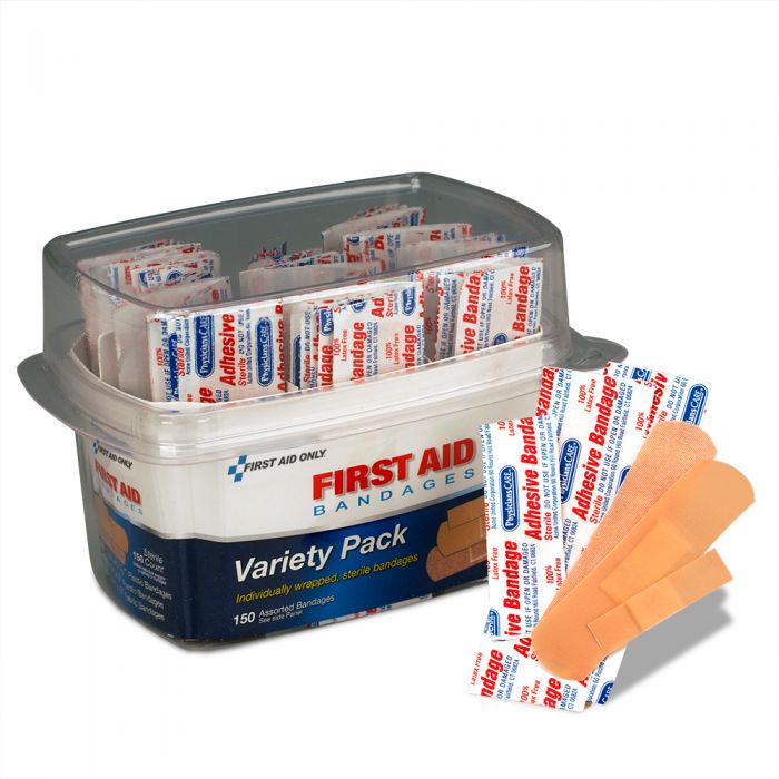 90095 First Aid Only Assorted Bandage Box Kit:  150 Piece - Sold per Box