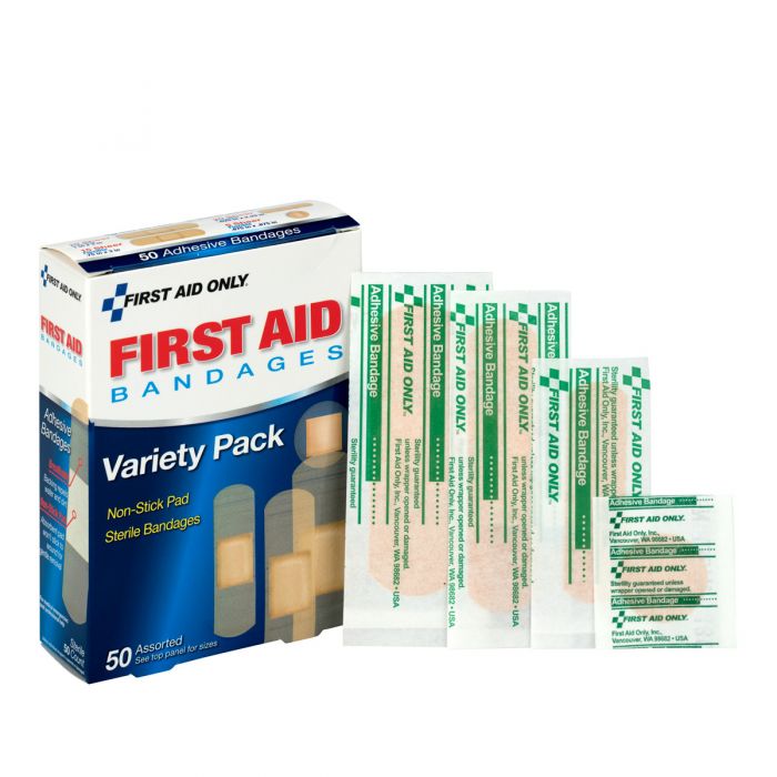 90332 First Aid Only Sheer Strips Bandages, Assorted Sizes, Box of 50 - Sold per Box