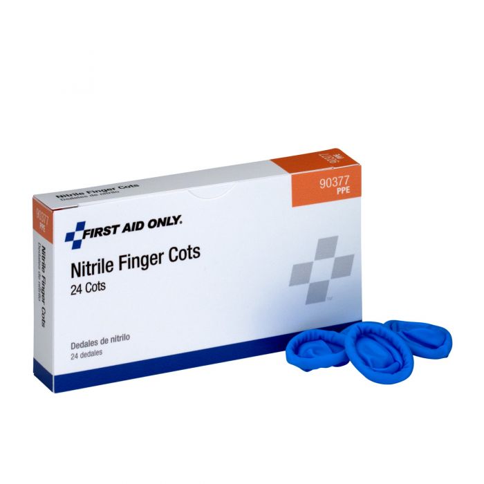 90377 First Aid Only Nitrile Finger Cots, 24 Per Box - Sold per Box