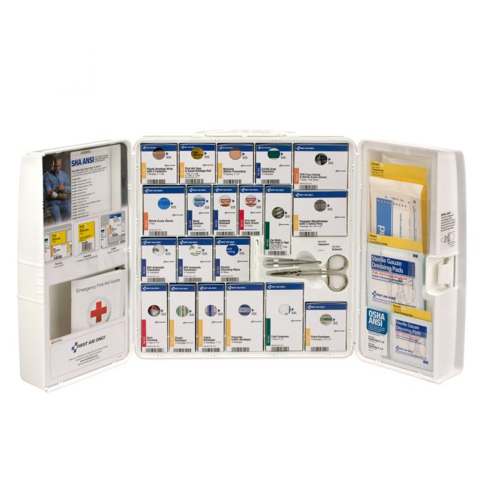 90580C-021 First Aid Only 50 Person Large Plastic SmartCompliance First Aid Cabinet Without Medications - Sold per Each
