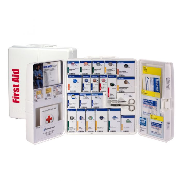 90608C-021 First Aid Only 50 Person Large Plastic SmartCompliance First Aid Cabinet With Medications - Sold per Each