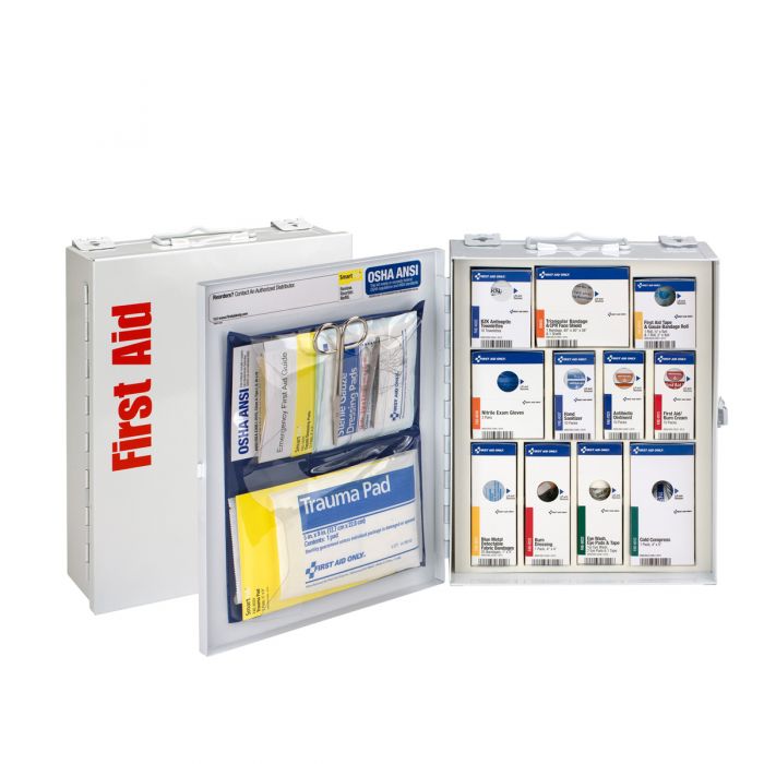 90658C-021 First Aid Only 25 Person Medium Metal SmartCompliance First Aid Food Service Cabinet without Medications - Sold per Each