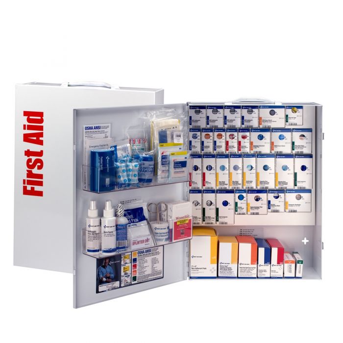 90831C-021 First Aid Only 150 Person XL Metal SmartCompliance Food Service First Aid Cabinet Without Medications - Sold per Each