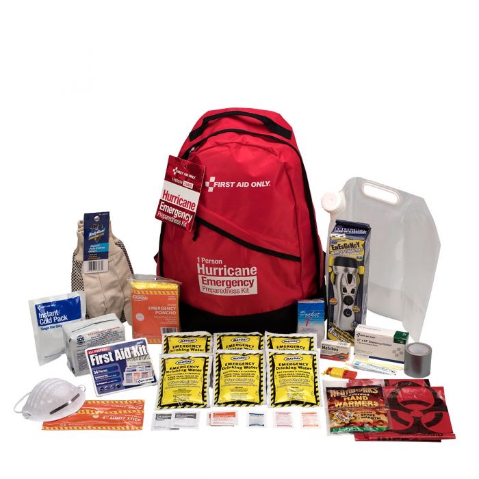 91054 First Aid Only 1 Person Emergency Preparedness Hurricane Backpack - Sold per Each