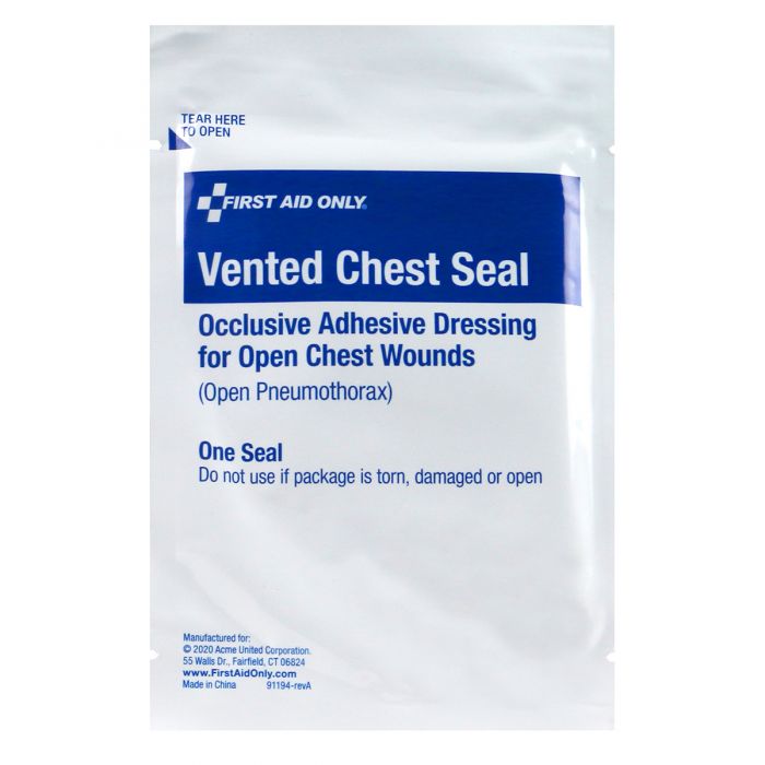 91194 First Aid Only Vented Chest Seal - Sold per Each