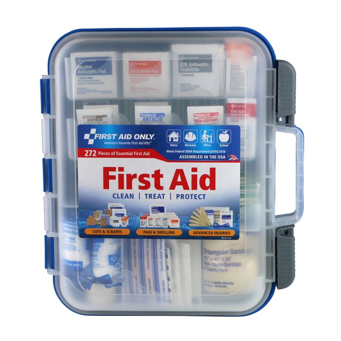 91300 First Aid Only 50-Person Clear Front Plastic First Aid Kit, 272 Pieces - Sold per Box