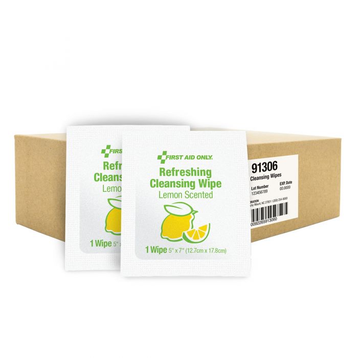 91306 First Aid Only Refreshing Cleansing Wipes With Lemon Scent, 1000 Count - Sold per Case