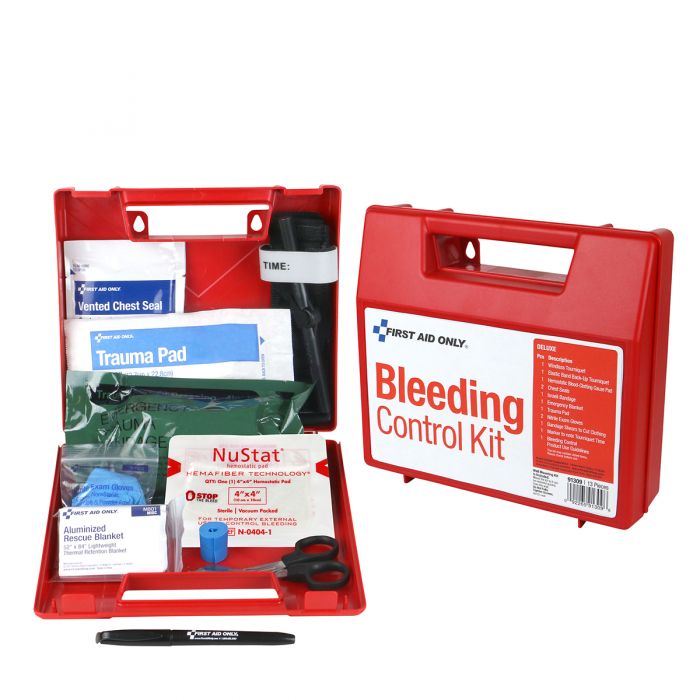 91309 First Aid Only Bleeding Control Wall Station Deluxe Kit - Sold per Each