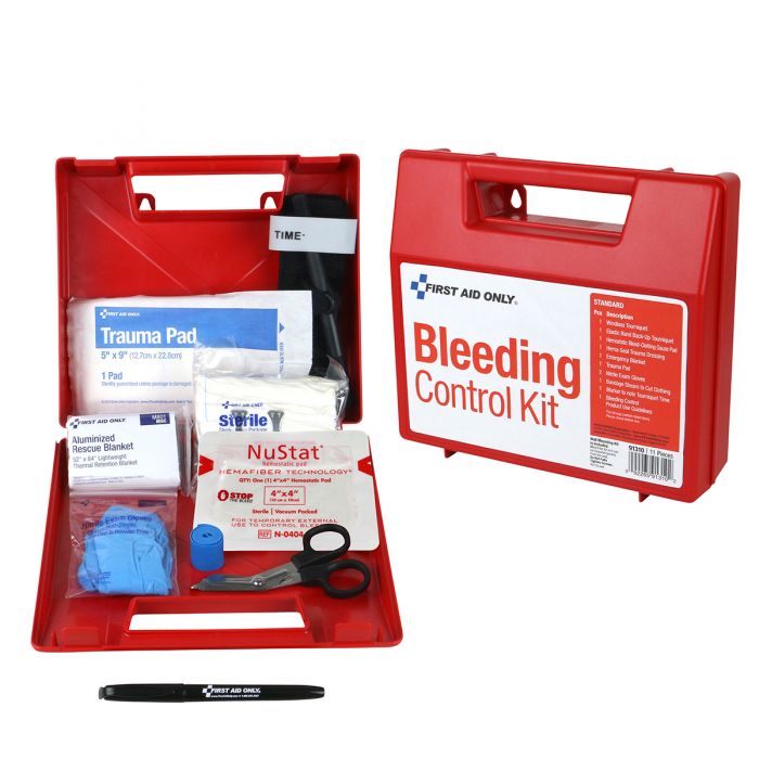 91310 First Aid Only Bleeding Control Wall Station Standard Kit - Sold per Each