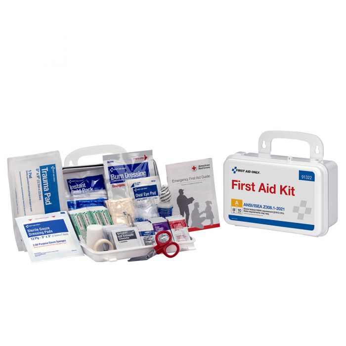 91322C First Aid Only 10 Person ANSI A Plastic First Aid Kit, ANSI 2021 Compliant - Sold per Each