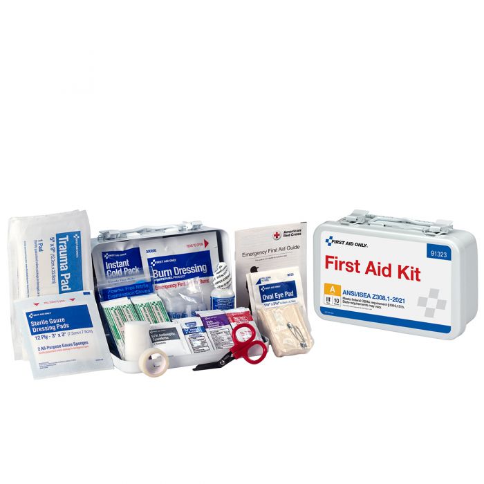 91323 First Aid Only 10 Person ANSI A Metal First Aid Kit, ANSI 2021 Compliant - Sold per Each