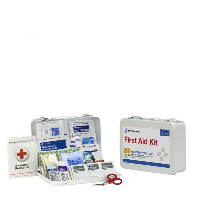 91325 First Aid Only 25 Person ANSI A Metal First Aid Kit, ANSI 2021 Compliant - Sold per Each