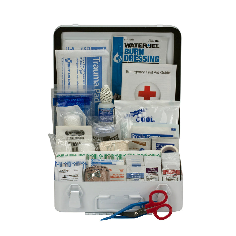 91328C First Aid Only 50 Person ANSI 2021 Class A, Metal First Aid Kit, Custom Logo - Sold per Each