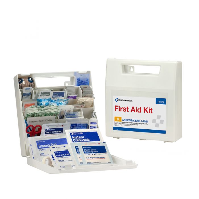91329 First Aid Only 50P Bulk Plastic ANSI A Kit With Dividers, ANSI 2021 Compliant - Sold per Each