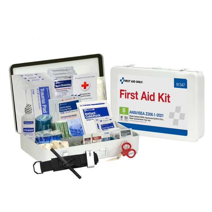 91347C First Aid Only 50 Person ANSI B Metal First Aid Kit, ANSI 2021 Compliant - Sold per Each