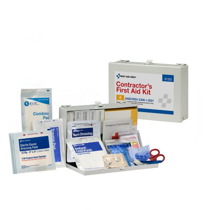 91350C First Aid Only 25 Person ANSI A Contractor Metal First Aid Kit, ANSI 2021 Compliant - Sold per Each