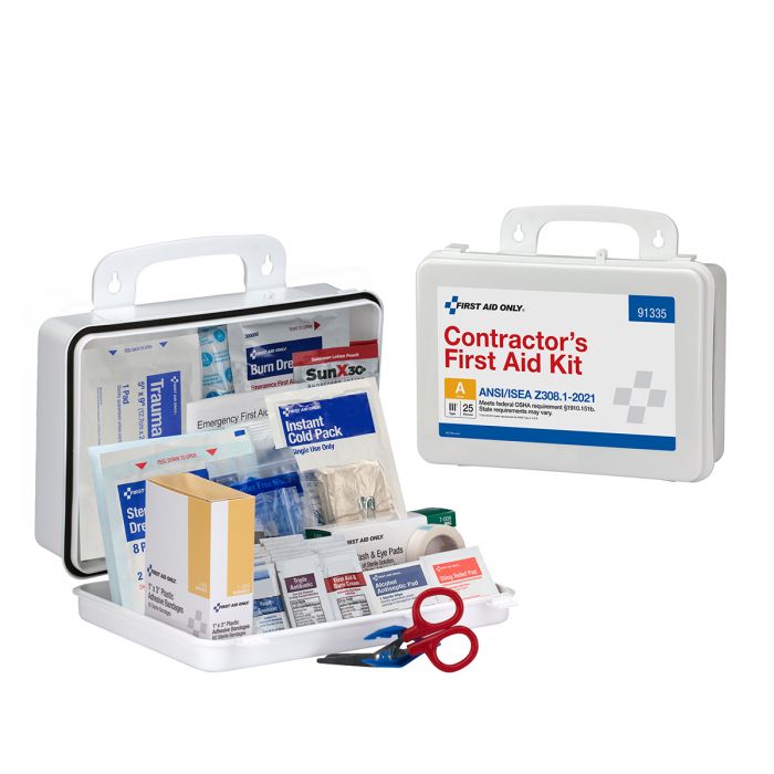 91335 First Aid Only 25 Person ANSI A Contractor Plastic First Aid Kit, ANSI 2021 Compliant - Sold per Each