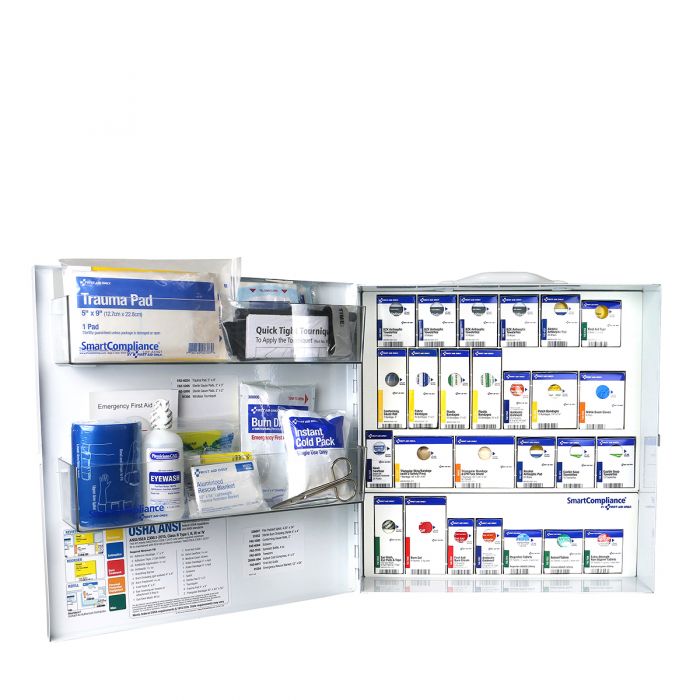 91376 First Aid Only SmartCompliance Large ANSI B Metal First Aid Cabinet With Medications For General Business - Sold per Each