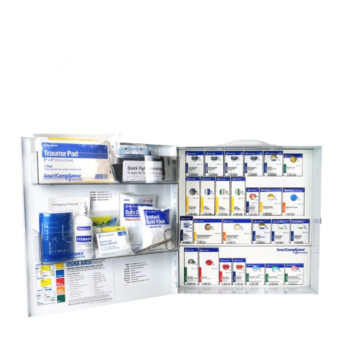 91378 First Aid Only SmartCompliance Large ANSI B Metal First Aid Cabinet With Medications For Food Service - Sold per Each