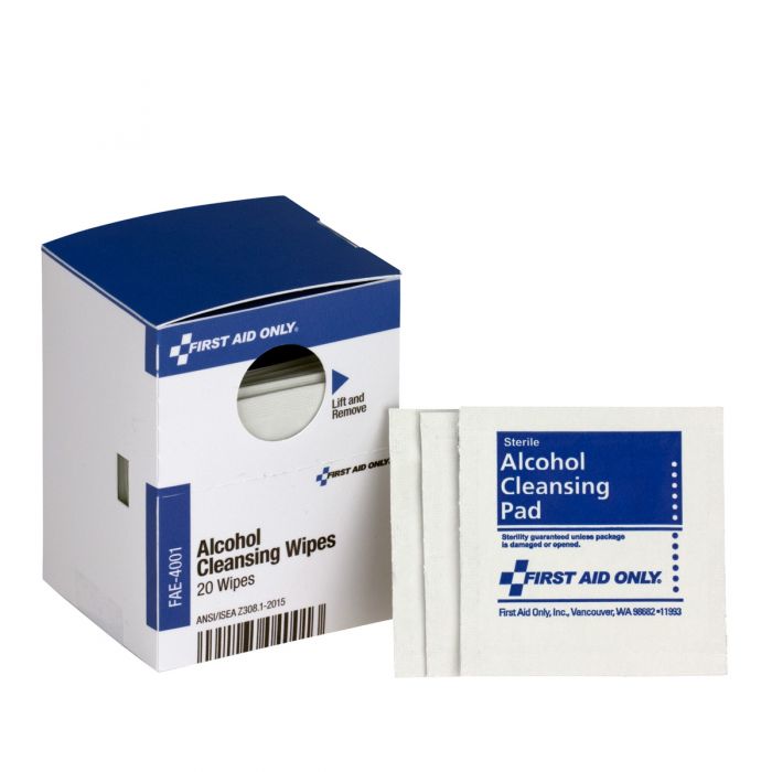 FAE-4001-001 First Aid Only SmartCompliance Refill Alcohol Wipes, 20 Per Box - Sold per Box