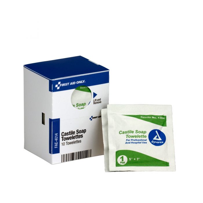 FAE-4014 First Aid Only SmartCompliance Refill Castile Soap Wipes, 10 Per Box - Sold per Box