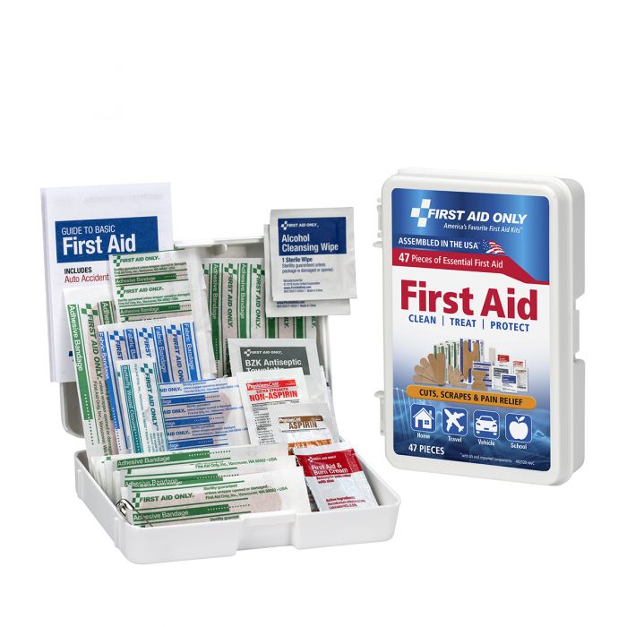 FAO-120 First Aid Only Personal First Aid Kit, 47 Piece, Plastic Case - Sold per Each