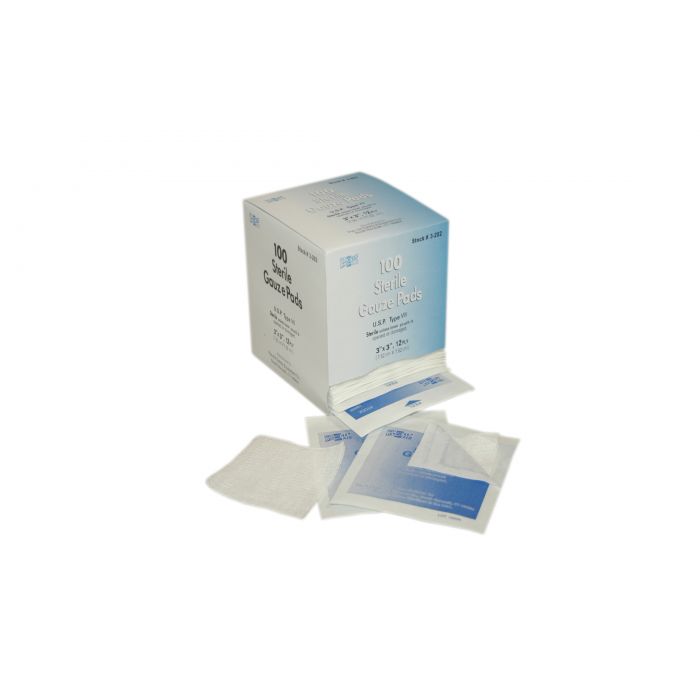 3-202 First Aid Only 3"X3" Sterile Gauze Pads, 100 Per Box - Sold per Box