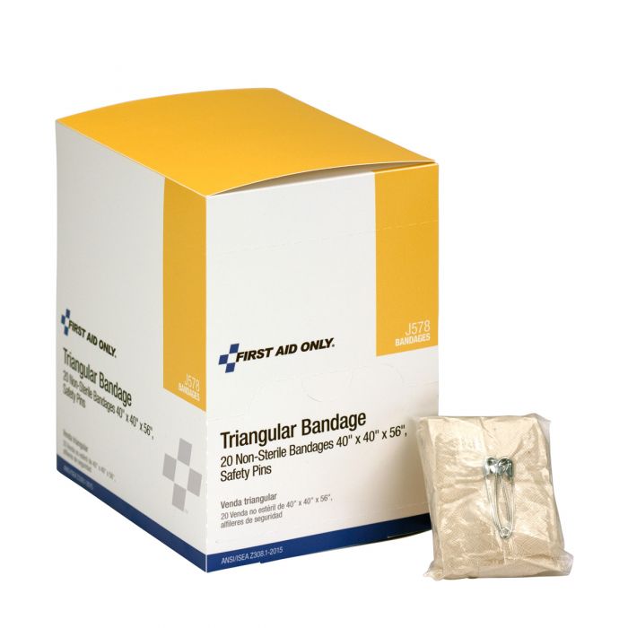 J578-001 First Aid Only 40"X40"X56" Muslin Triangular Bandage, 20 Per Box - Sold per Box