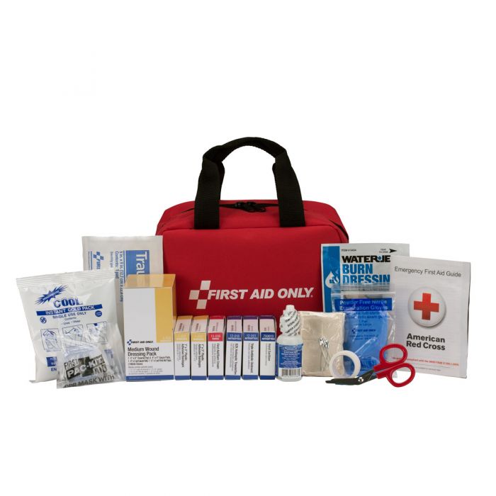 90594C First Aid Only 25 Person First Aid Kit, ANSI 2015 Class A, Fabric Case, Custom Logo - Sold per Each