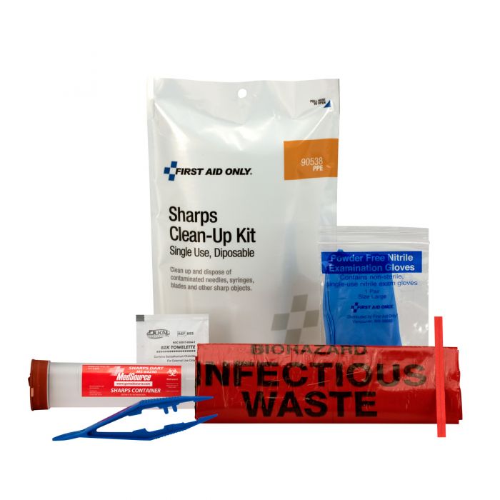 90538 First Aid Only Sharps Clean Up Kit, Single Use Pack - Sold per Each
