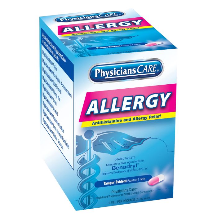 90036 First Aid Only PhysiciansCare Antihistamine Allergy Medication, 50 Doses - Sold per Box