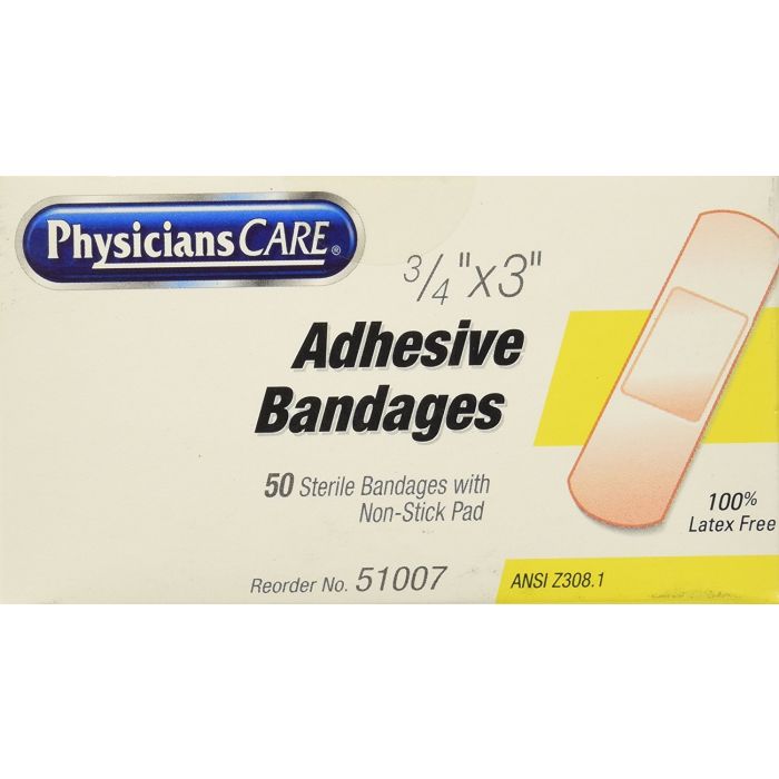 51007 First Aid Only Plastic Bandages 3/4" x 3", 50 per Box - Sold per Box
